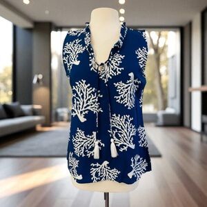 LA MER LUXE TASSLE SLEEVELESS RAYON TOP SIZE MEDIUM